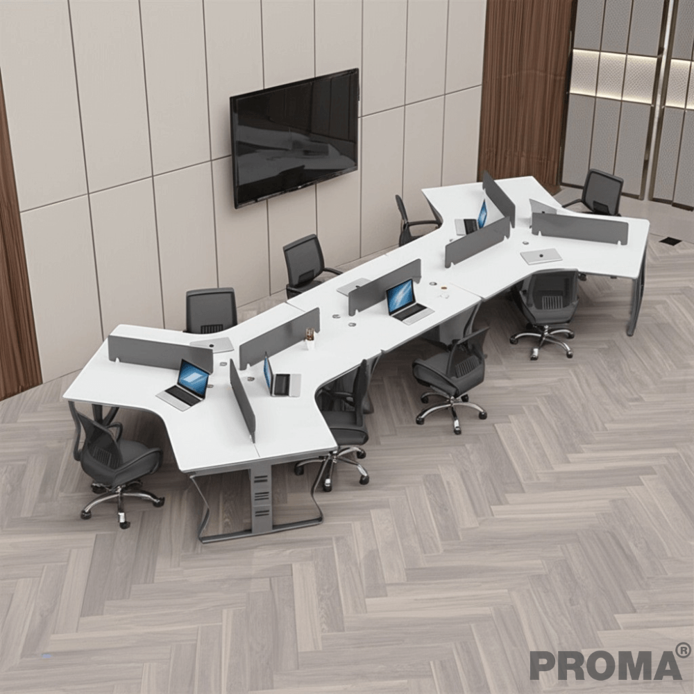 [Pre-order] โต๊ะทำงาน Proma-POD-05 สีขาว/ดำ แบบ 8 ที่นั่ง (ไม่มีตู้เอกสาร)
